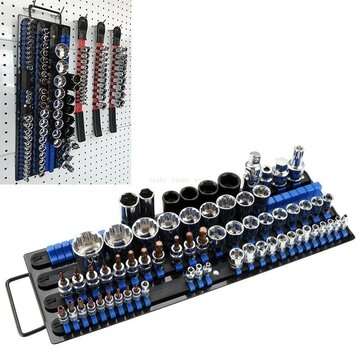 Industrial Socket Wrench Storage Rack iron Rail Rack Holder Drive Tool Organizer Sliding 1/4inch 3/8
