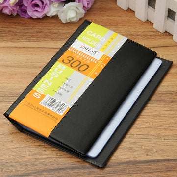 Leather 300 Cards Business Name ID Credit Card Holder Book Case Keeper Card Organizer