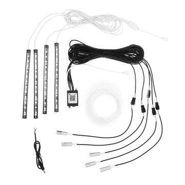 LED Car Interior Floor Lights Strip RGB 6M EL Optical Fiber Decoration Strip Light Lamp bluetooth Ap
