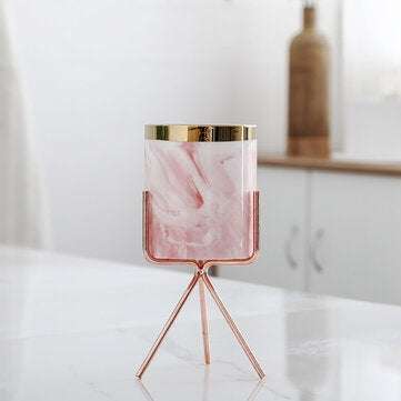 Garden Metal Plant Succulent Stand Flower Pot Garden Shelves Rack Holder Gold Iron... (COLOR.: PINK)