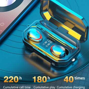 M15 TWS bluetooth 5.0 LED Power Display Earphone Waterproof Wireless Stereo Flashlight Headphones Bi