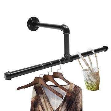 Industrial Iron Pipe Clothes Coat Hanger Rack Steampunk Antique Wall Shelf Bracket