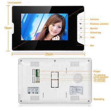 ENNIO SY813MK21 7inch TFT LCD Video Door Phone Doorbell Intercom Kit 2 Cameras 1 Monitor Night Visio