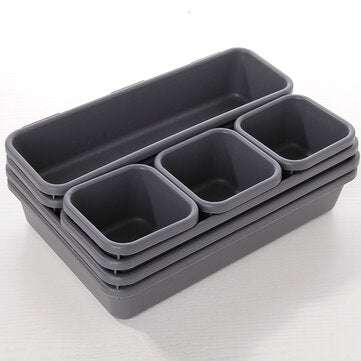 Plastic Compartment Drawer Cosmetic Makeup Jewelry Sundries Organizer Desktop Sto... (COLOR.: BLACK)