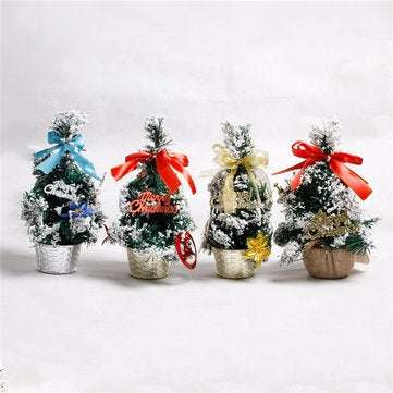Mini Table Top Christmas Tree Ornament Multi-patterns Random Xmas Home Party Dinner Table Decor