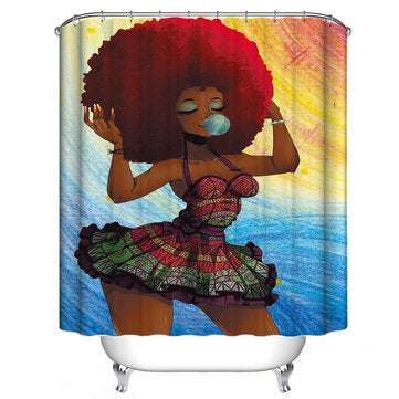 Fashion Girl Waterproof Bathroom Shower Curtain Toilet Cover Mat N... (MAT PACKAGE: 1*SHOWERCURTAIN)