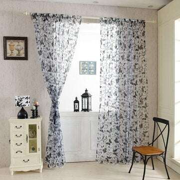 Honana WX-C8 1x2m Fashion Butterfly Voile Door Curtain Panel Window Room Divider ... (COLOR.: BLACK)