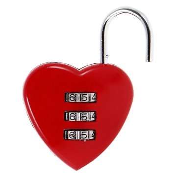 Heart Shaped 3 Digit Travel Luggage Padlock Resettable Combination Lock for School Gym&Sports Locker