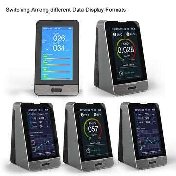 PM2.5 PM1.0 PM10 Temperature Humidity Air Quality Monitor 4.3 Inch LED Display Intelligent HCHO TOVC
