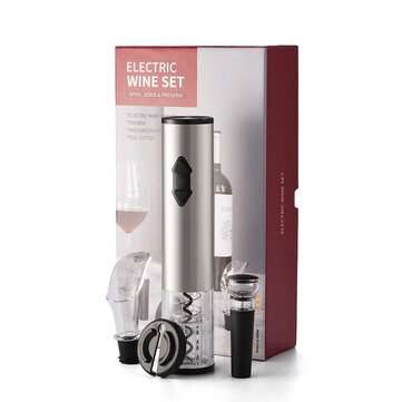 Electric Vino Bottle Opener Set Stainless Steel Automatic Corkscrew Opener Puller Kit With Foil Cutt