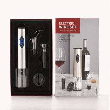 Electric Vino Bottle Opener Set Stainless Steel Automatic Corkscrew Opener Puller Kit With Foil Cutt