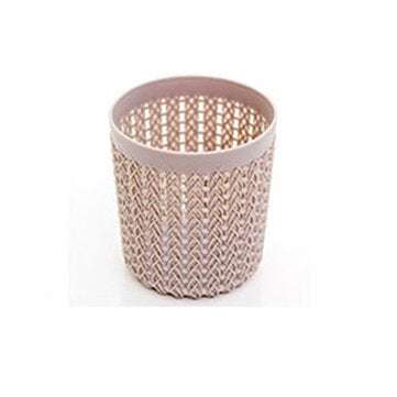 H678 Hollow Multi-Function Small Pen Holder Simple Desktop Storage Box Plastic Off... (COLOR.: GREY)
