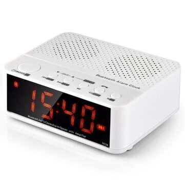 LEADSTAR Wireless Alarm Clock Mini bluetooth Speaker With Card Play FM Radio (COLOR.: WHITE)
