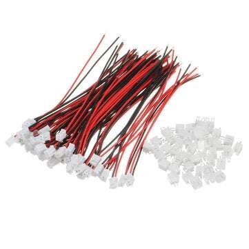 Excellway 100Pcs Mini Micro JST 2.0 PH 2Pin Connector Plug With 120mm Wires Cables