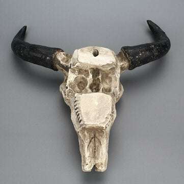 Halloween Long horn Skull Resin Cow Skull Sculpture Statue Wall Decorations Horns Wal... (NUMBER: 1)