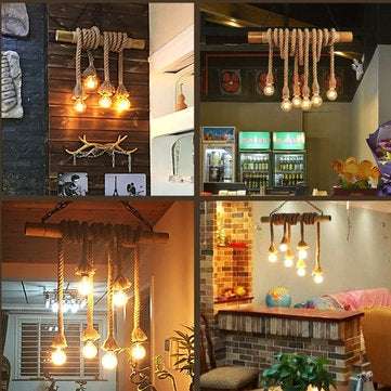 E27 1M Single Head Industrial Pendant  Retro Vintage Edison Rope Ceiling Lamp Holder