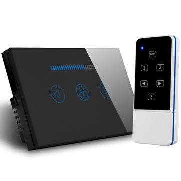 MAKEGOOD 600W 220V US Remote Control Ceiling Fan Switch Crystal Glass Panel Wirel... (COLOR.: BLACK)