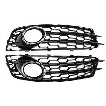 Front Fog Light Lamp Grille Grill Cover Honeycomb Hex  Chrome Silver For Audi A3 8P S-Line 2009-2012