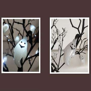Halloween Tree Ghost Lights with 24 LED Warm White Table Lights Holidays Thanksgiving Decoration