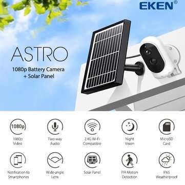 EKEN Astro 1080p Battery Camera IP65 WiFi Weatherproof Motion Sensor Detection Wireless IP Security