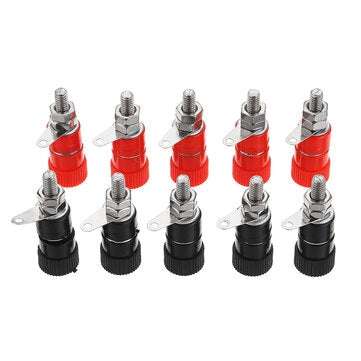 Excellway 10Pcs 4mm Banana Socket Nickel-plated Link Post Nut Banana Plug Jack Connector Red Black