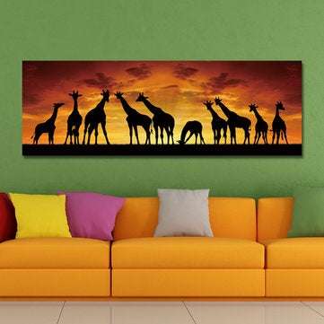 DYC 10672 Single Spray Oil Paintings Giraffe Sunrise Landscape For Home Decoration Paintings Wall Ar