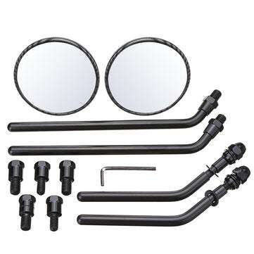 Diameter 85mm Retro Round Rearview Motorcycle Mirrors Long/Short Handle For Harl... (COLOR.: CARBON)