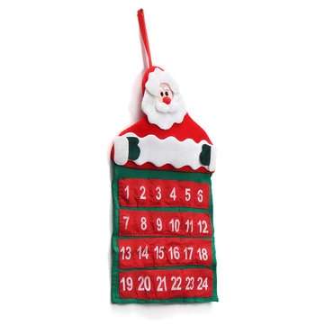 Felt Christmas Advent Wall Hanging Calendar Pockets Santa Reindeer Snowman Decorations