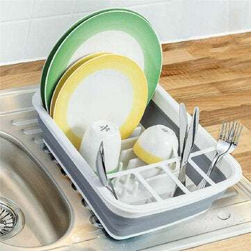 Drain Basket Dishes Draining Holder Foldable Cutlery Storage Box Dish Racks