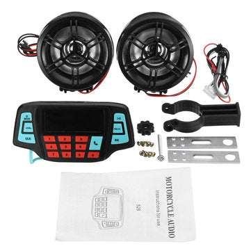 Motorcycle Handlebar MP3 Balck Speakers Audio System USB SD FM with bluetooth Function