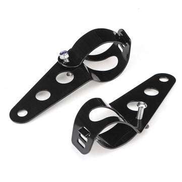 Motorcycle Headlight Mounting Bracket Fork Ears Adjuster Mount Clamp Holder For Ca... (COLOR: BLACK)