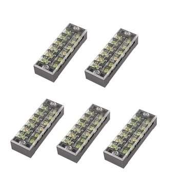Excellway TB-2506 600V 25A 6 Position Terminal Block Barrier Strip Dual Row Screw Block Covered W/