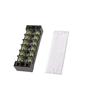 Excellway TB-2506 600V 25A 6 Position Terminal Block Barrier Strip Dual Row Screw Block Covered W/