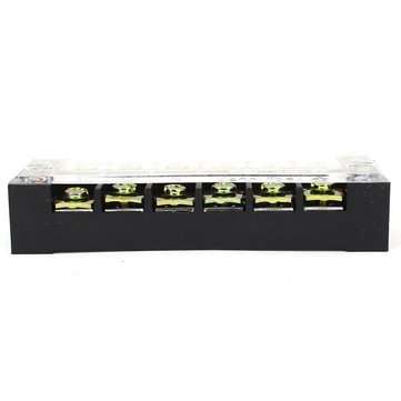 Excellway TB-2506 600V 25A 6 Position Terminal Block Barrier Strip Dual Row Screw Block Covered W/