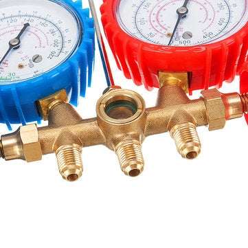 Dual Pressure Gauge A/C Diagnostic Manifold Tester Set HVAC R12 R22 R502 Charging Kit