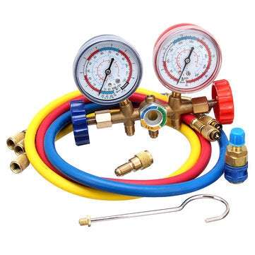 Dual Pressure Gauge A/C Diagnostic Manifold Tester Set HVAC R12 R22 R502 Charging Kit