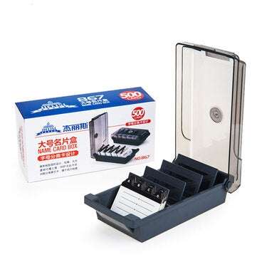 JIELISI 867 4 Divider Board Business Card Box Large Capacity File Index Card Storage Box Office Stor