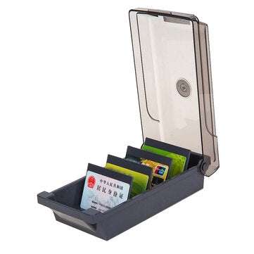 JIELISI 867 4 Divider Board Business Card Box Large Capacity File Index Card Storage Box Office Stor