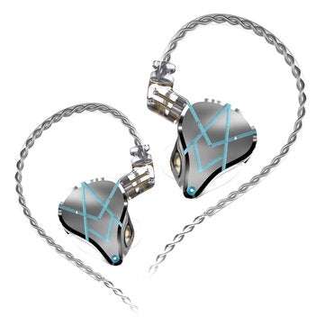 KZ ASX 3.5mm Wired Earphone 20BA Balanced Armature Units HiFi St... (TYPE: WITHMIC | COLOR.: SILVER)