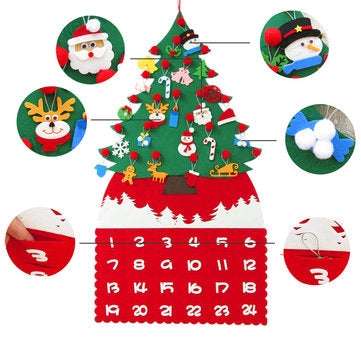 Felt DIY Christmas Tree Advent Calendar Children Craft Toy Hanging Decorations