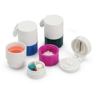 Honana HN-PB009 3 in 1 Portable Pill Case Cutter Crusher 4 Layers Travel Pill Med... (COLOR.: GREEN)