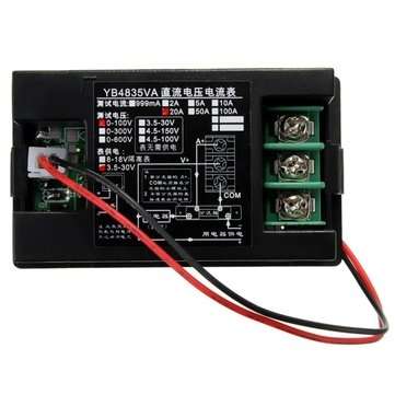 DANIU YB4835VA 0-100V 20A Double Display Volt Meterr Current Meter Digital LED