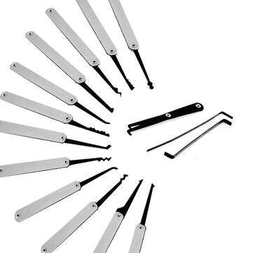 DANIU Transparent Practice Padlock with 12pcs Unlocking Lock Picks Set Key Extractor Tools