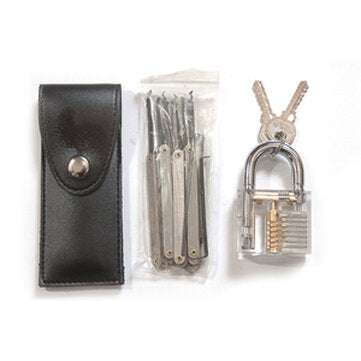 DANIU Transparent Practice Padlock with 12pcs Unlocking Lock Picks Set Key Extractor Tools