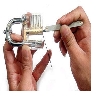 DANIU Transparent Practice Padlock with 12pcs Unlocking Lock Picks Set Key Extractor Tools