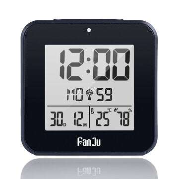 FanJu FJ3533 LCD Digital Alarm Clock Indoor Temperature Dual Alarm Snooze Backlig... (COLOR.: BLACK)