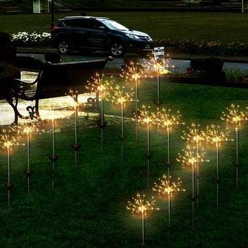 LUSTREON Solar Powered Warm White 90 LED Firework Starburst Landscape Lawn Light for Outdoor Garden