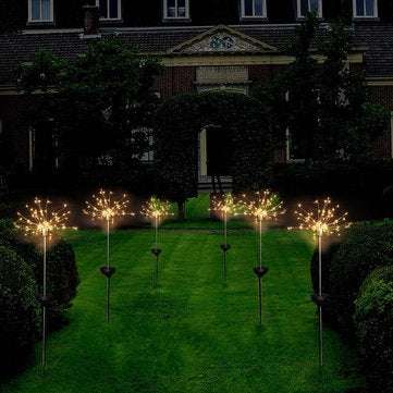 LUSTREON Solar Powered Warm White 90 LED Firework Starburst Landscape Lawn Light for Outdoor Garden