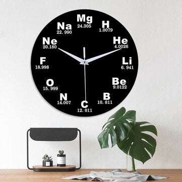 Emoyo ECY028 Creative Chemical Element Table Wall Clock 3D Wall Clock For Home Of... (COLOR1: BLACK)