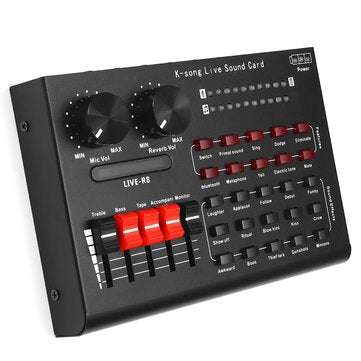 LIVE R8 15 Sound Effects Bluetooth Live Sound Card Audio Mixers Webcast Headset Mic Voice Control fo